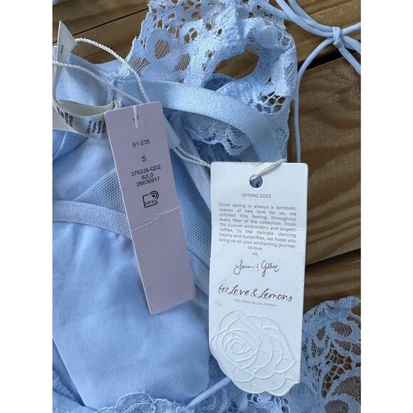 NWT For Love and Lemons Lace Lingerie Dress Size Small Women’s Blue - Picture 3 of 9